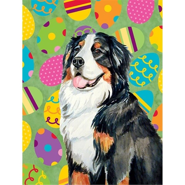 Carolines Treasures 11 x 15 in. Bernese Mountain Dog Easter Eggtravaganza Garden Size Flag - LH9424GF