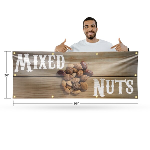 Signmission Mixed Nuts, 36 Inch x 96 Inch, Vinyl Banner - B-96-30741