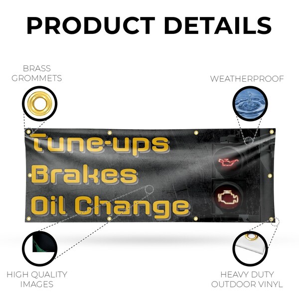 Signmission Tune Ups Brakes Oil Change, 36 Inch x 96 Inch, Vinyl Banner - B-96-30897