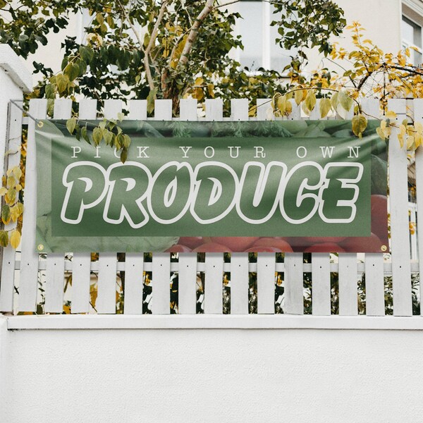 Signmission Pick Your Own Produce, 18 Inch x 48 Inch, Vinyl Banner - B-30796