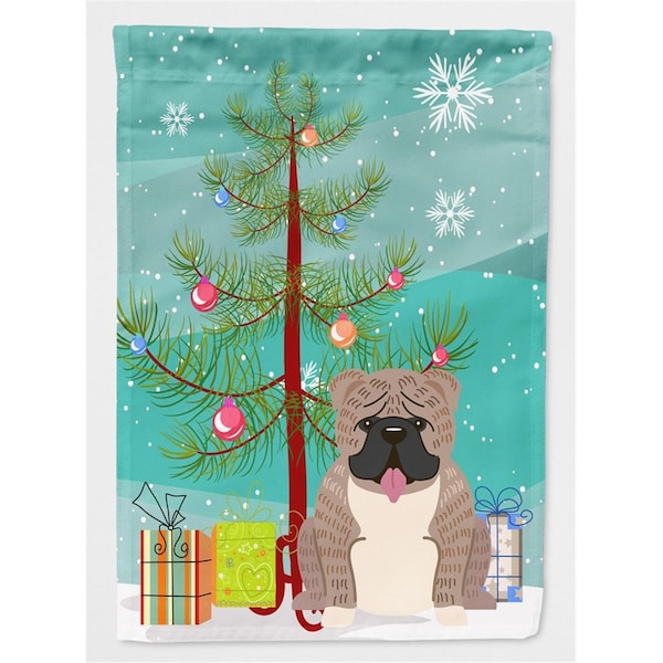 Patioplus Merry Christmas Tree English Bulldog Grey Brindle Flag Garden Size - PA3395532