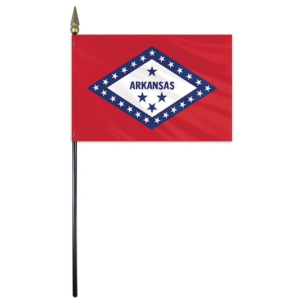 Global Flags Unlimited Arkansas Stick Flag 4"x6" E Gloss - 200110