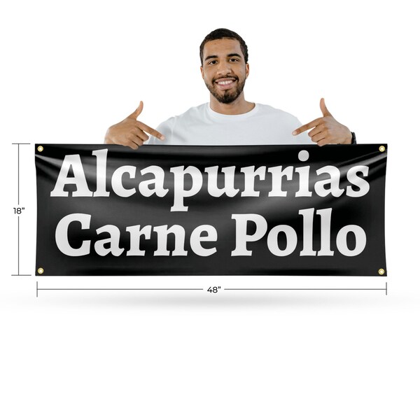 Signmission Alcapurrias Carne Pollo, 18 Inch x 48 Inch, Vinyl Banner - B-30457