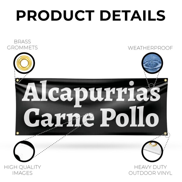 Signmission Alcapurrias Carne Pollo, 18 Inch x 48 Inch, Vinyl Banner - B-30457