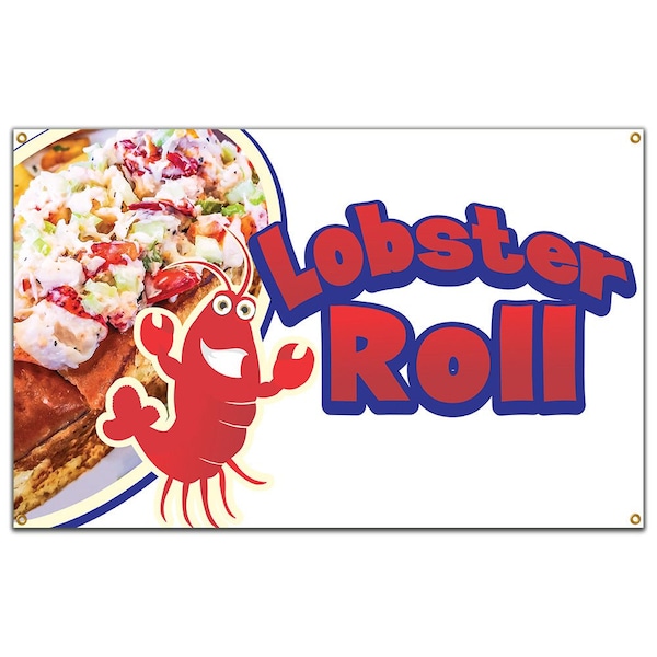 Signmission Lobster Roll Banner Concession Stand Food Truck Single Sided - B-96 LOBSTER ROLL19