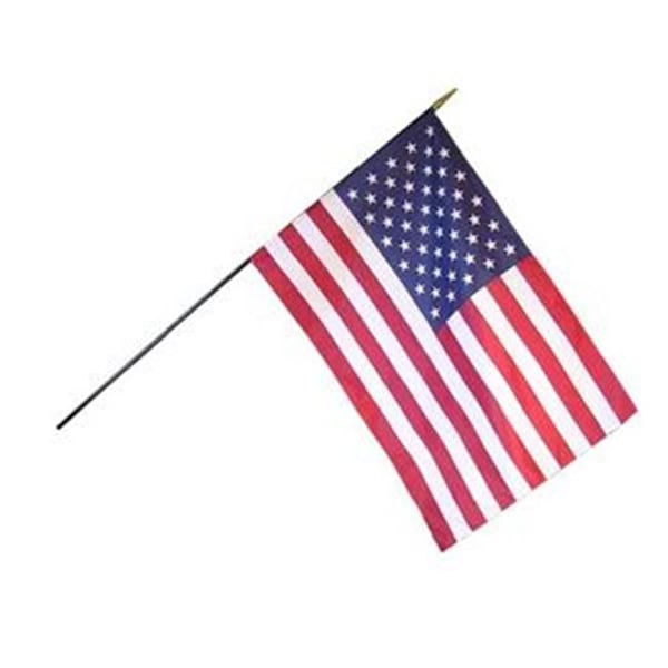 Annin Flagmakers Annin Flagmakers 41400 12 Pack 12 in. X 18 in. Verona Brand U.S. Flag Mounted on .38 in. X 30 in. Black staff Gold Spear Tip - 41400