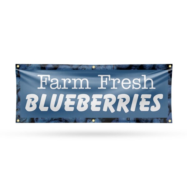 Signmission Farm Fresh Blueberries, 24 Inch x 72 Inch, Vinyl Banner - B-72-30580