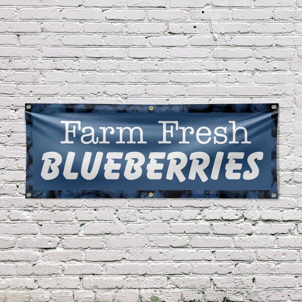 Signmission Farm Fresh Blueberries, 24 Inch x 72 Inch, Vinyl Banner - B-72-30580