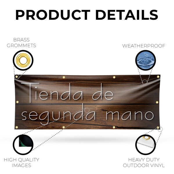 Signmission Tienda de Segunda Mano, 36 Inch x 96 Inch, Vinyl Banner - B-96-30890