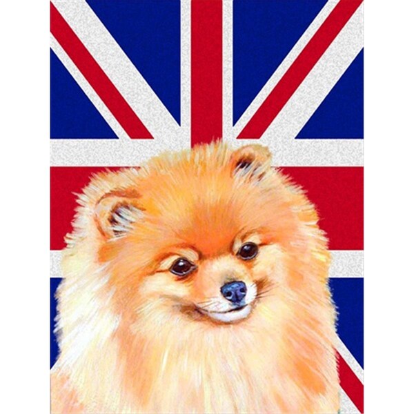 Carolines Treasures Pomeranian With English Union Jack British Flag Flag Canvas House Size - LH9498CHF