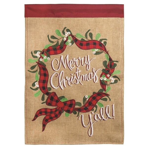 Dicksons 29 x 42 in. Ribbon Wreath Double Applique Large Garden Flag - M001243