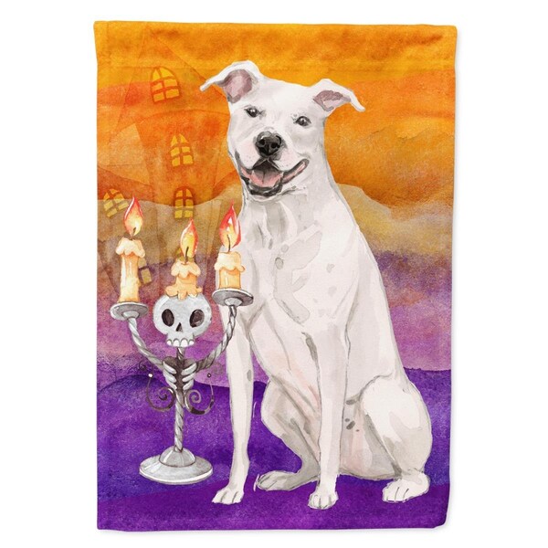 Carolines Treasures Hallween White Staffordshire Bull Terrier Garden Size Flag - CK3195GF