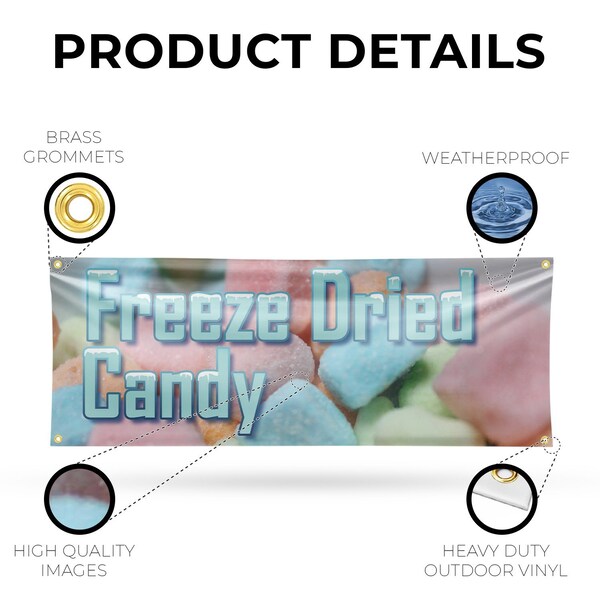 Signmission Freeze Dried Candy, 18 Inch x 48 Inch, Vinyl Banner - B-30649