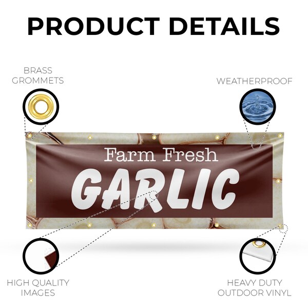 Signmission Farm Fresh Garlic, 48 Inch x 120 Inch, Vinyl Banner - B-120-30592