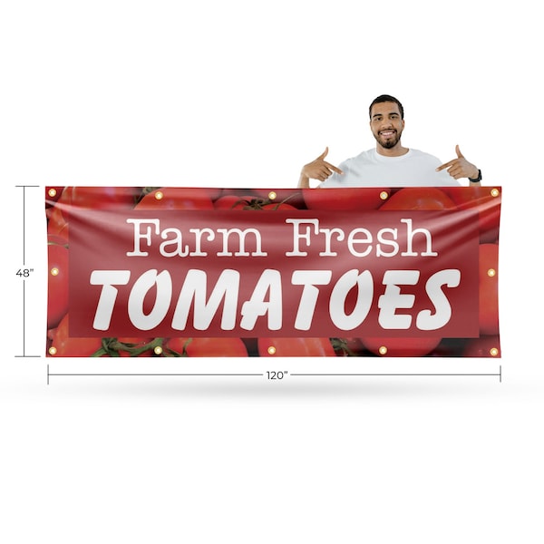 Signmission Farm Fresh Tomatoes, 48 Inch x 120 Inch, Vinyl Banner - B-120-30618