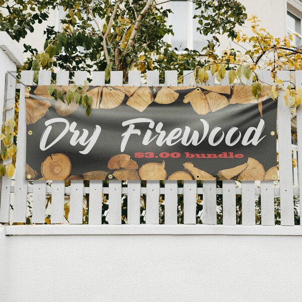 Signmission Dry Firewood $3.00 a Bundle, 36 Inch x 96 Inch, Vinyl Banner - B-96-30552