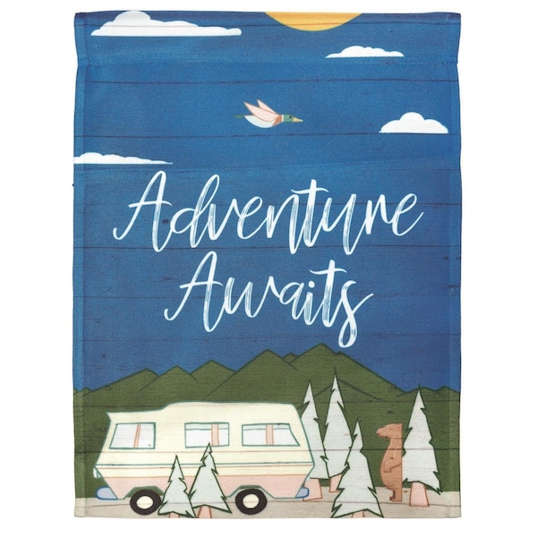 Dicksons 13 x 18 in Flag Print Adventure Awaits Polyester Garden - M080064