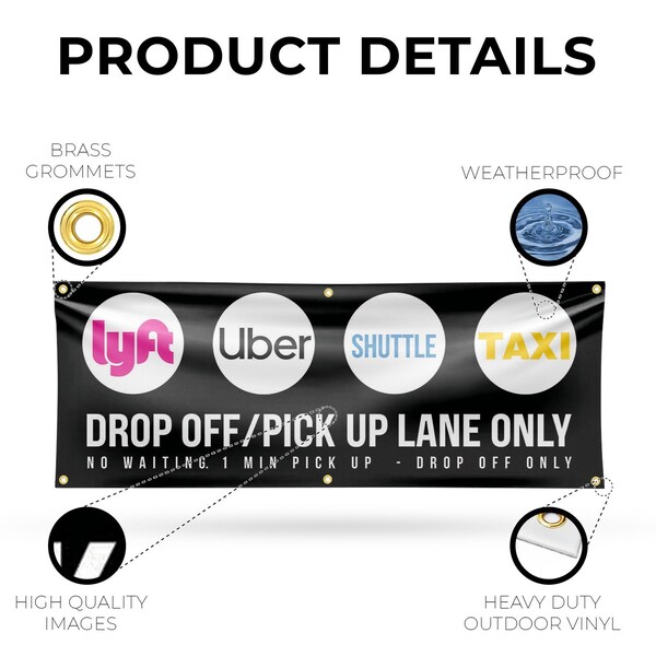 Signmission Drop Off Pick Up Lane Only, 24 Inch x 72 Inch, Vinyl Banner - B-72-30550