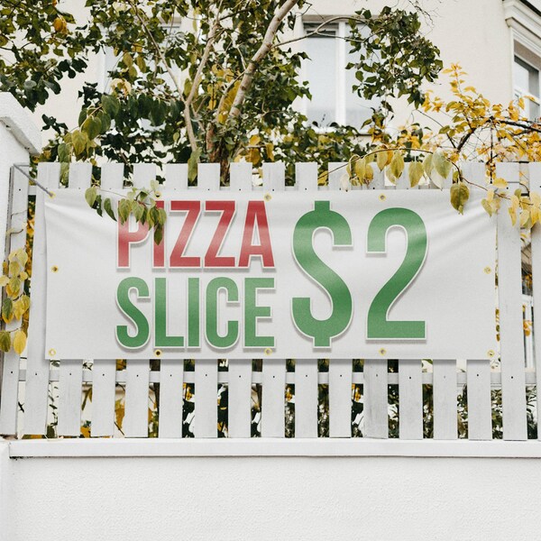 Signmission Pizza Slice $2, 48 Inch x 120 Inch, Vinyl Banner - B-120-30806