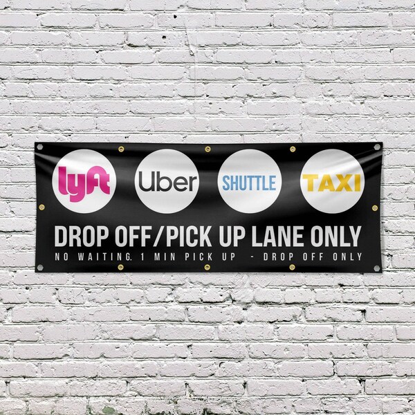 Signmission Drop Off Pick Up Lane Only, 48 Inch x 120 Inch, Vinyl Banner - B-120-30550