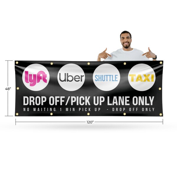 Signmission Drop Off Pick Up Lane Only, 48 Inch x 120 Inch, Vinyl Banner - B-120-30550