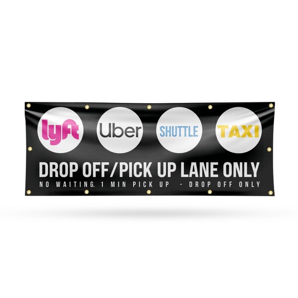 Signmission Drop Off Pick Up Lane Only, 48 Inch x 120 Inch, Vinyl Banner - B-120-30550