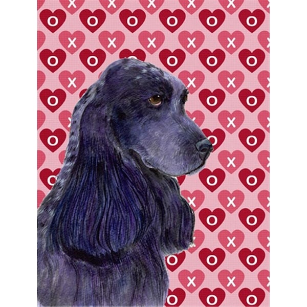 Patioplus 11 x 15 In. Black Cocker Spaniel Hearts Love Valentines Day Flag; Garden Size - PA247233