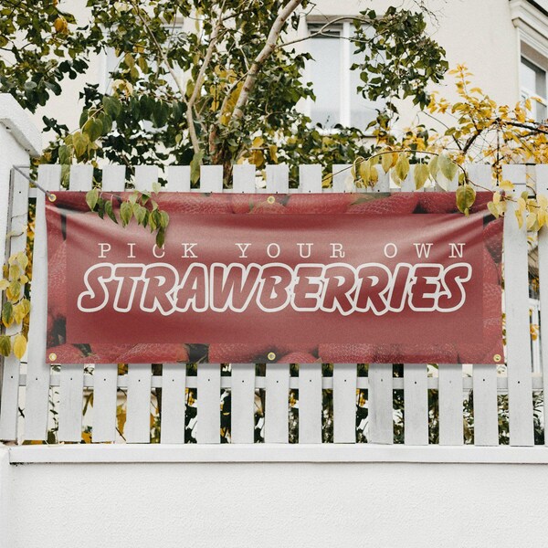Signmission Pick Your Own Strawberries, 24 Inch x 72 Inch, Vinyl Banner - B-72-30798