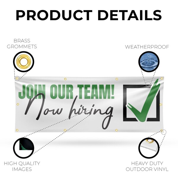 Signmission Join Our Team Now Hiring, 36 Inch x 96 Inch, Vinyl Banner - B-96-30713