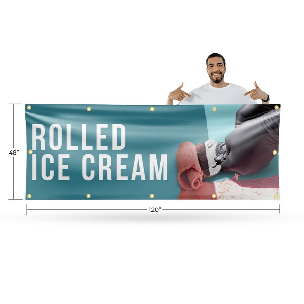 Signmission Rolled Ice Cream, 48 Inch x 120 Inch, Vinyl Banner - B-120-30838