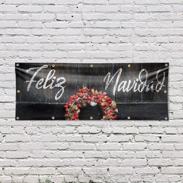 Signmission Feliz Navidad, 48 Inch x 120 Inch, Vinyl Banner - B-120-30624