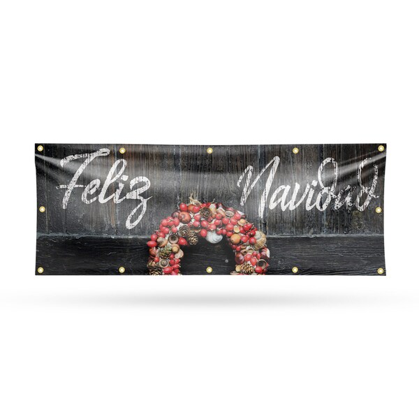 Signmission Feliz Navidad, 48 Inch x 120 Inch, Vinyl Banner - B-120-30624