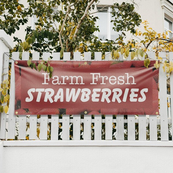 Signmission Farm Fresh Strawberries, 24 Inch x 72 Inch, Vinyl Banner - B-72-30616