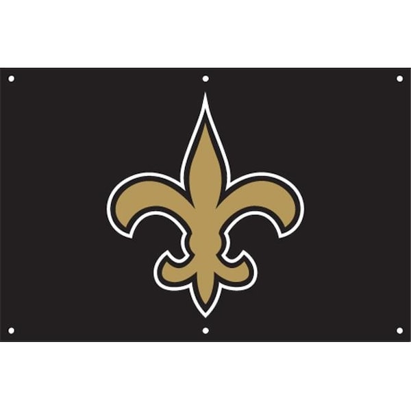 Party Animal Party Animal PA-TGNO New Orleans Saints 2 x 3 Horizontal Applique Fan Banner - PA-TGNO