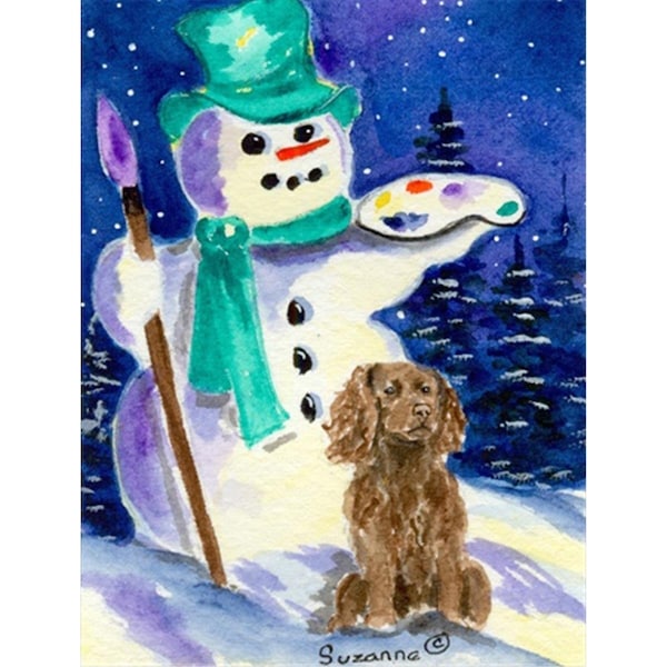 Patioplus Artist Snowman with Boykin Spaniel Flag - Garden Size, 11 x 15 in. - PA246511