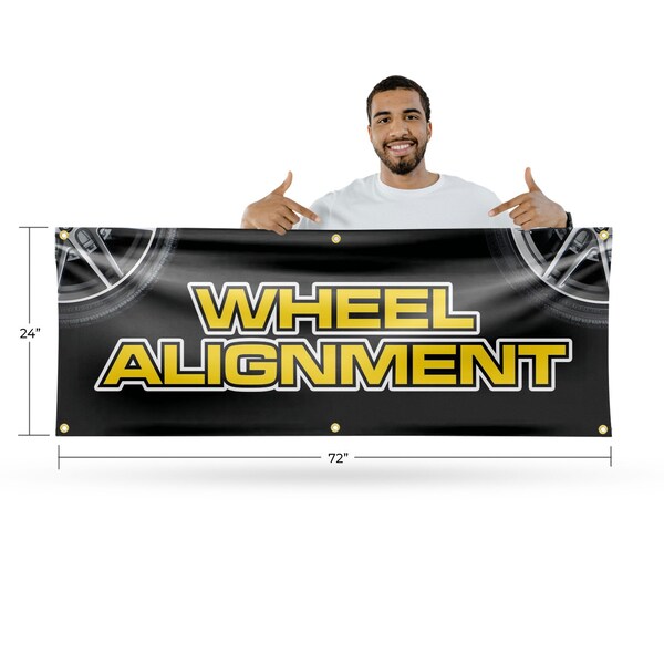 Signmission Wheel Alignment, 24 Inch x 72 Inch, Vinyl Banner - B-72-30939
