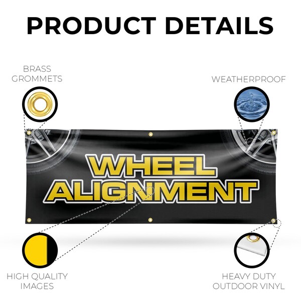 Signmission Wheel Alignment, 24 Inch x 72 Inch, Vinyl Banner - B-72-30939