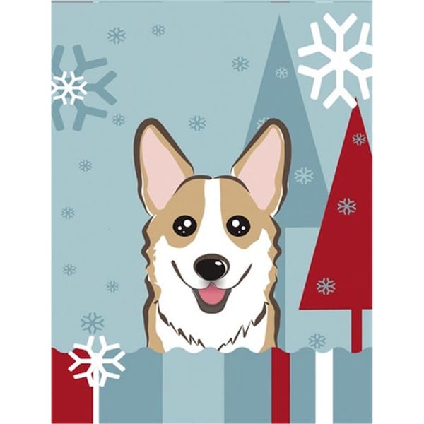 Carolines Treasures Winter Holiday Sable Corgi Flag Canvas House Size - BB1749CHF