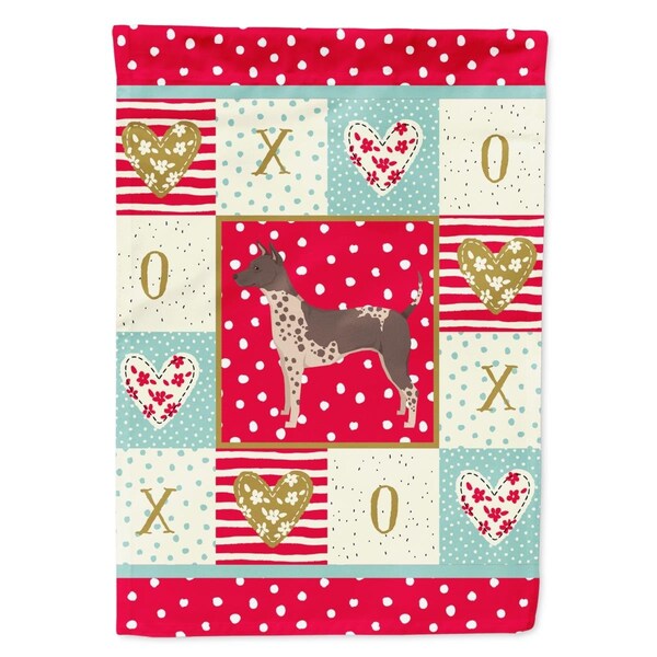 Carolines Treasures 28 x 0.01 x 40 in. American Hairless Terrier Love Canvas House Flag - CK5904CHF