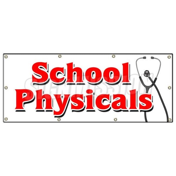 Signmission SCHOOL PHYSICALS BANNER SIGN no appointment walk-in flu shots health - B-96 SCHOOL PHYSICALS