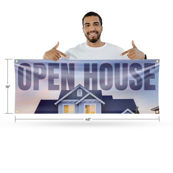 Signmission Open House, 18 Inch x 48 Inch, Vinyl Banner - B-30771