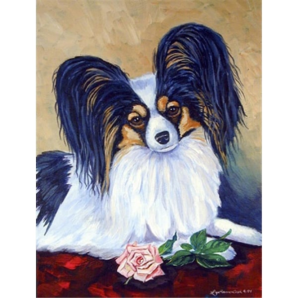 Carolines Treasures 28 x 40 in. Papillon A Rose For You Flag Canvas House Size - 7037CHF