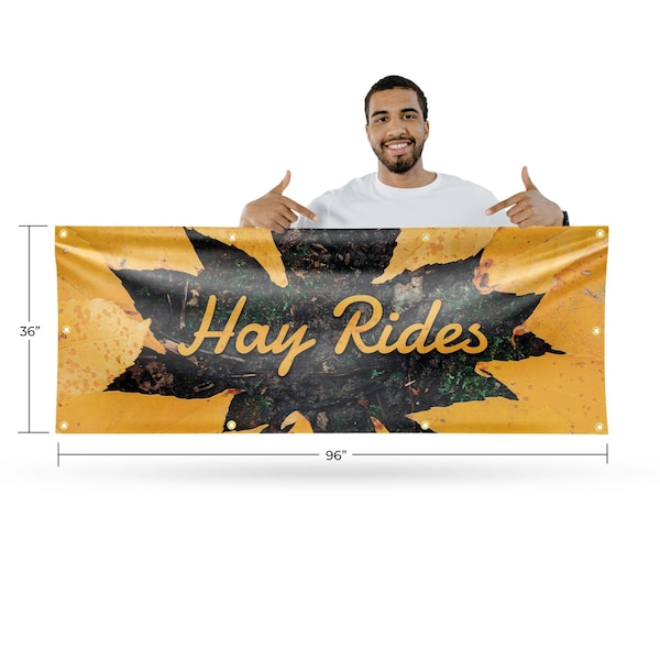 Signmission Hay Rides, 36 Inch x 96 Inch, Vinyl Banner - B-96-30694