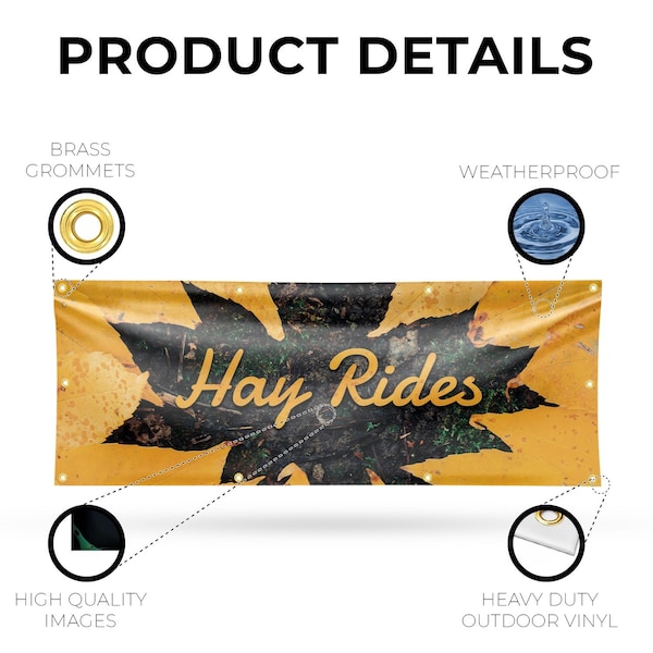 Signmission Hay Rides, 36 Inch x 96 Inch, Vinyl Banner - B-96-30694