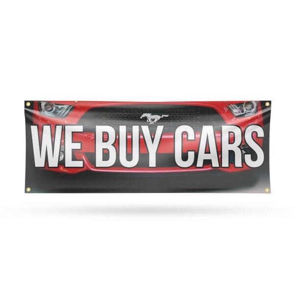Signmission We Buy Cars, 18 Inch x 48 Inch, Vinyl Banner - B-30923