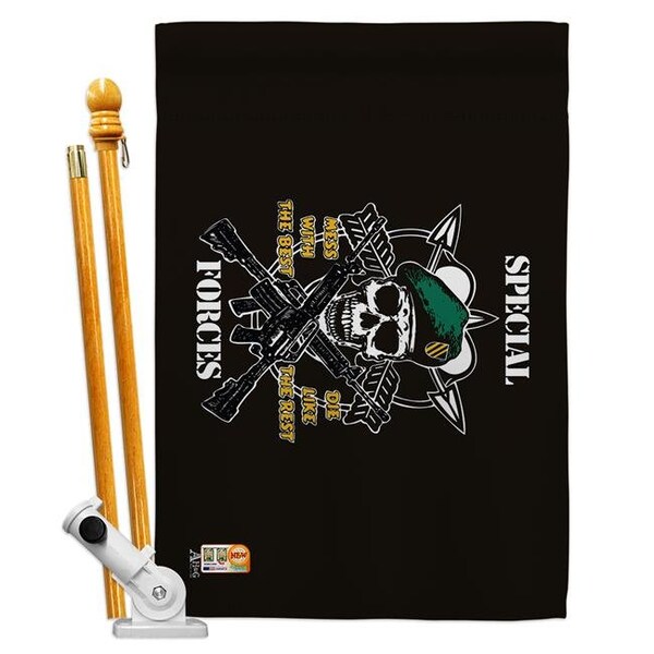 Americana Home & Garden Americana Home & Garden AA-MI-HS-140309-IP-BO-D-US18-AG 28 x 40 in. Special Forces Military Impressions Decorative Vertical Double Sided House Flag Set & Pole Bracket Hardware Flag Set - HS140309-BO