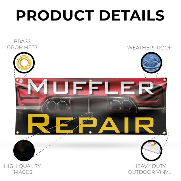 Signmission Muffler Repair, 24 Inch x 72 Inch, Vinyl Banner - B-72-30744