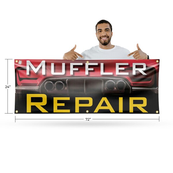 Signmission Muffler Repair, 24 Inch x 72 Inch, Vinyl Banner - B-72-30744