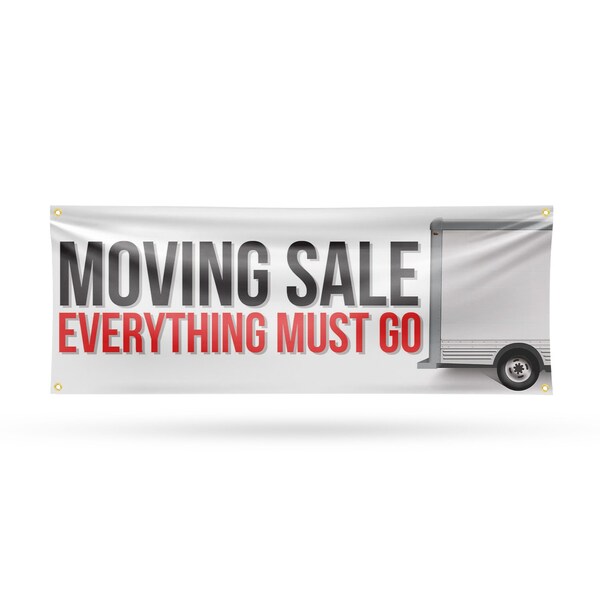 Signmission Moving Sale Everything Must Go, 18 Inch x 48 Inch, Vinyl Banner - B-30743