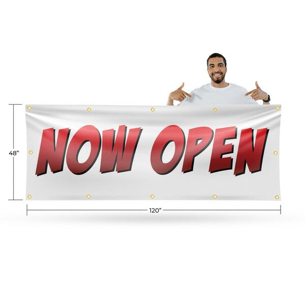 Signmission Now Open, 48 Inch x 120 Inch, Vinyl Banner - B-120-30763